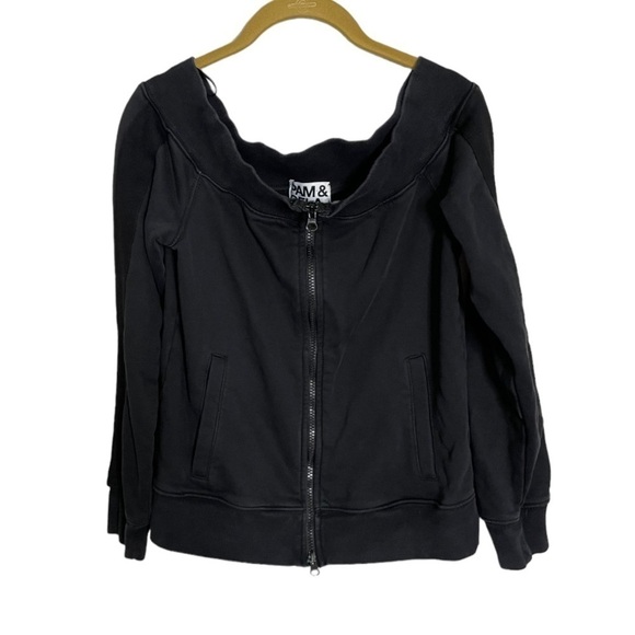 Pam & Gela Black Zip Front Top Small - Picture 1 of 5